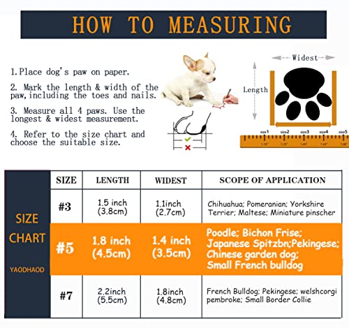YAODHAOD Scarpe per Cani, Cani Protezione per Zampe, Scarpe da Antiscivolo per Cani con Suola Morbida e comode Invernali con Cinghie Riflettenti, per Cani di Piccola Taglia (5: 5x4 cm, Polvere)