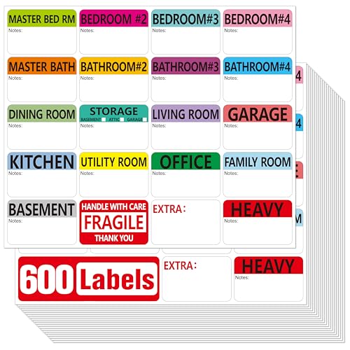 Étiquettes déménagement pour ne plus perdre vos affaires : 600 stickers avec notes