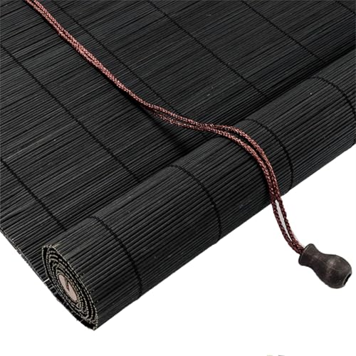 60x190cm Estores De Bambú Negra Cortina De Bambú Natural,Filtro De Luz,Protección Solar Y Privacidad Persiana Madera Enrollable para Ventanas Y Puertas,Interiores Y Exteriores,Patio