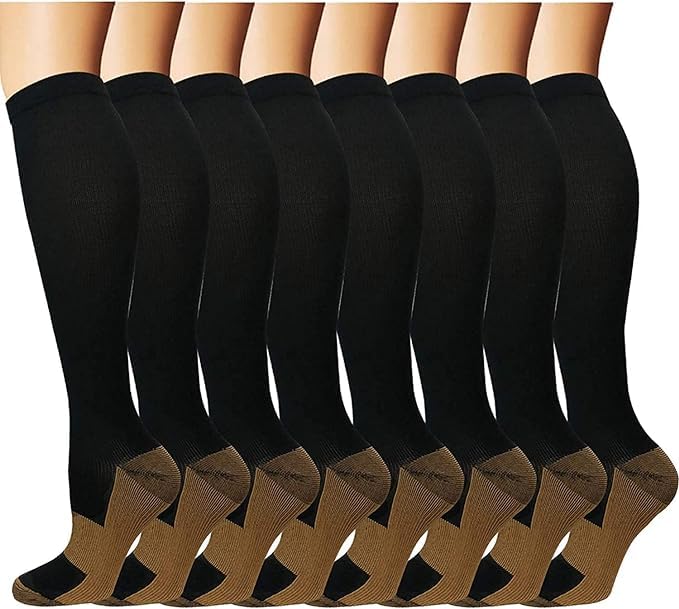 Chaussettes de compression 15-25 mmHg pour hommes et femmes, lot de 3 à 8 paires