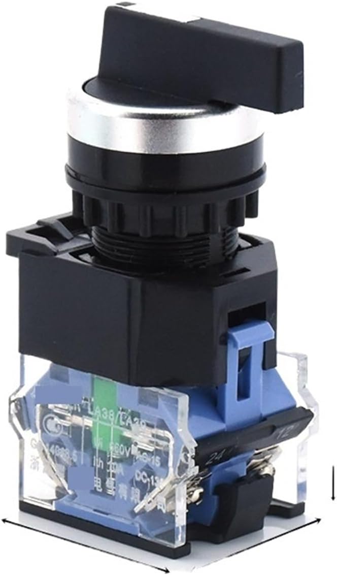 Emergency Stop Switch 1 22mm LA38-11X2 20X3 2/3 Position Rotary Switch 4 Screws 10A400V self-Locking/self-resetting Power Rotary Switch(3P-Reset-Black-C)
