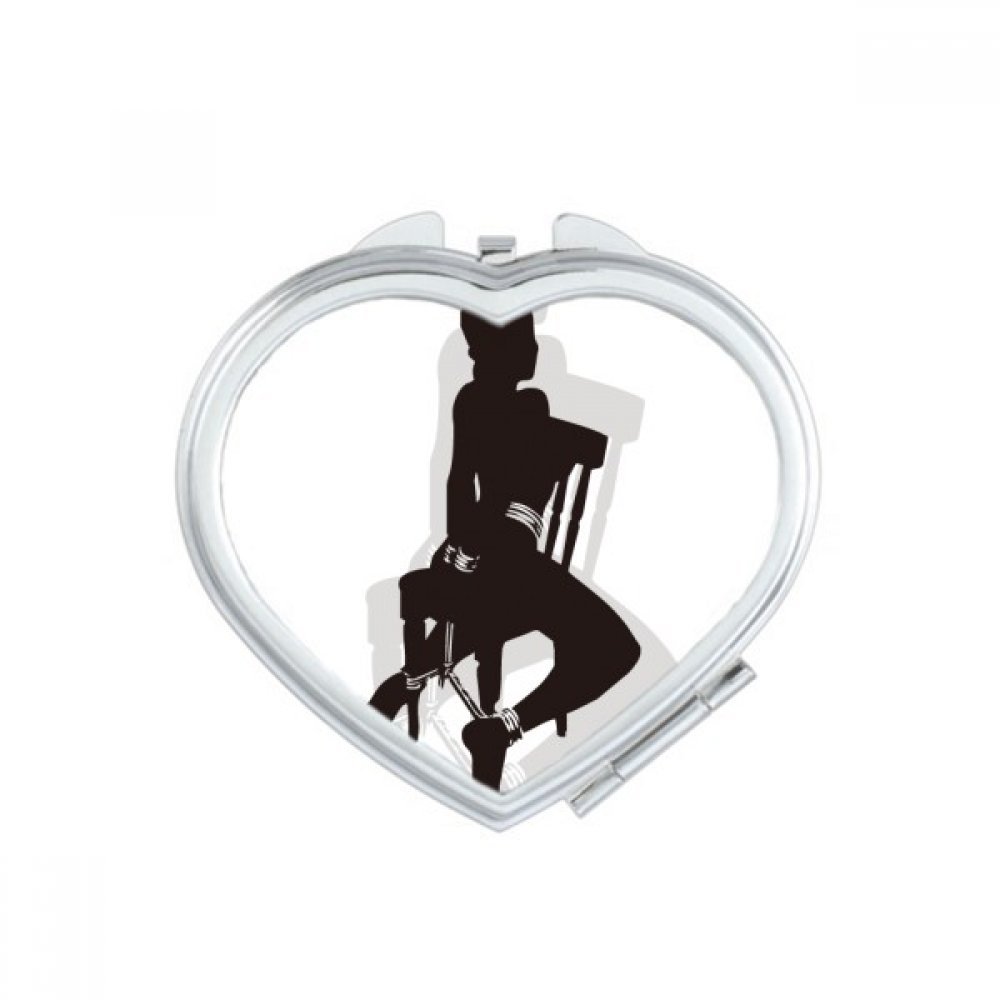 Miroir compact de maquillage portable et mignon imprimé Dame de Cœur