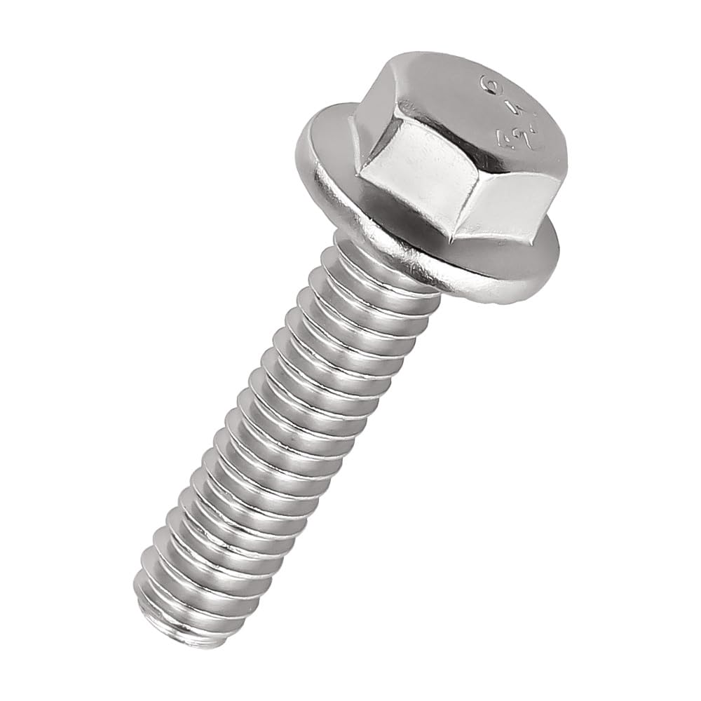 1/4-20 x 1-1/2" Flanged Hex Bolts (20 pcs), 18-8 (304) Stainless Steel, External Hex Drive, Hexagon Head Bolts Screws with Flange Washer, Fayeploo
