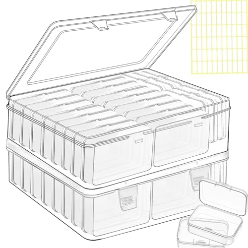 Image of 46pcs Bead storage containers, bead organizer boxes and craft storage boxes for bracelet making DIY jewelry craft nails, bracelets, jewelry, diamonds, clay beads, screws 2.9x1.97x0.8Inch