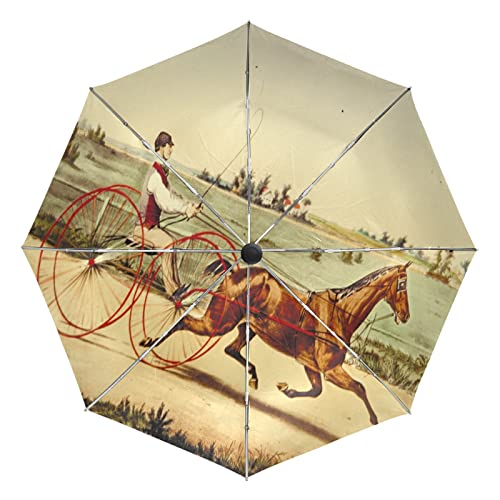 Parapluie automatique Vnurnrn coupe-vent pliable motif cheval