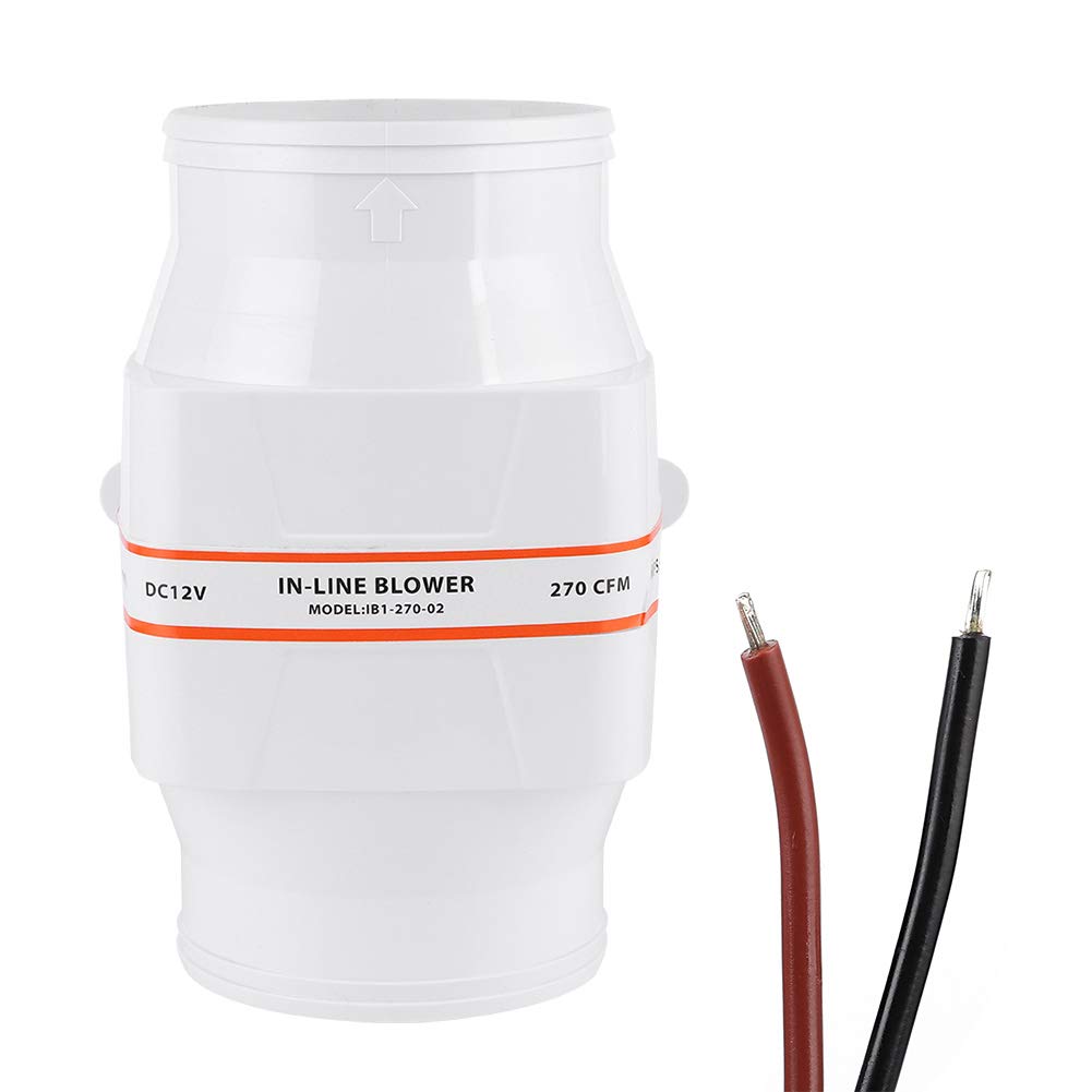 Septpenta Souffleur d'air de Cale Marin, 4in 270CFM en Ligne Souffleur Marin, Ventilateur Électrique 12V DC Souffleur d'air de Cale pour Les entraîneurs de Construction de Yachts