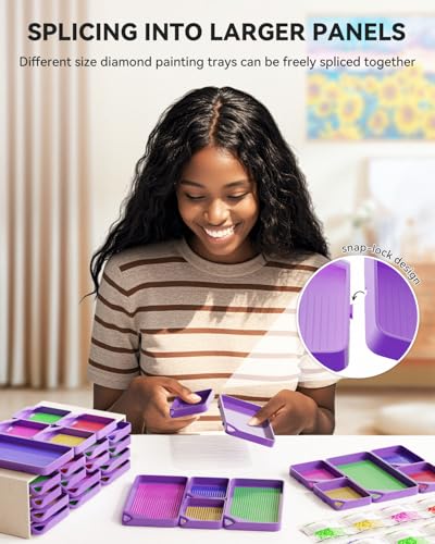 Image of ARTDOT 30-Piece Stackable Tray Set Diamond Art Kits for Adults, Interlocking Diamond Painting Accessories and Tools(Purple)