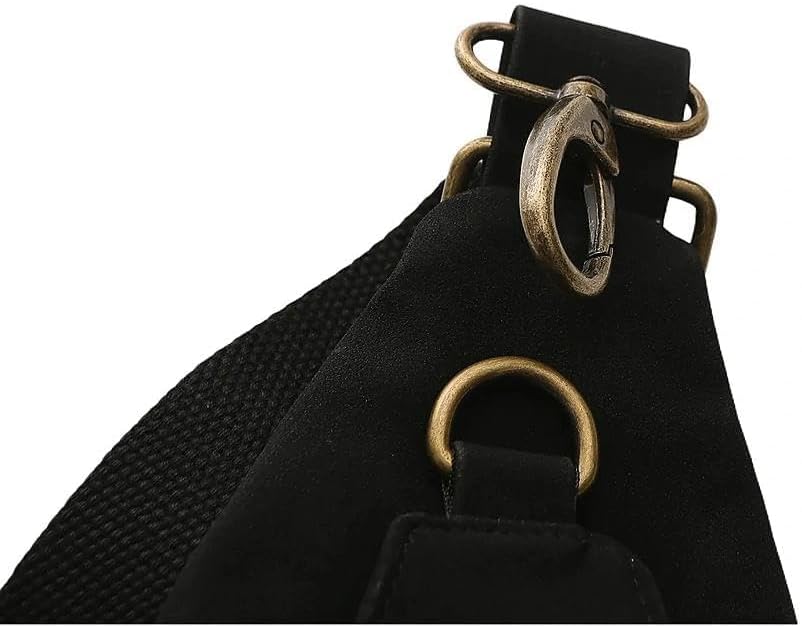 FaroDor Women Small Crossbody Sling Bags PU Leather Suede Chest Bag Lightweight Small Backpack for Casual Traveling Multi-Pocket Packs (Black) - Image 4