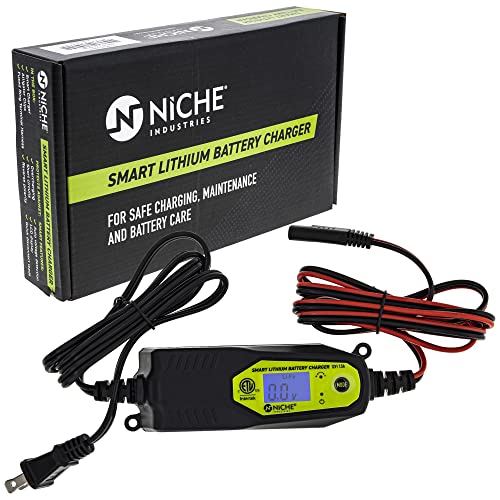 NICHE 1.5-Amp Lithium Battery Charger 12-Volt Li-ion LiPo LiFePo4 Fully-Automatic Smart Maintainer LCD Display