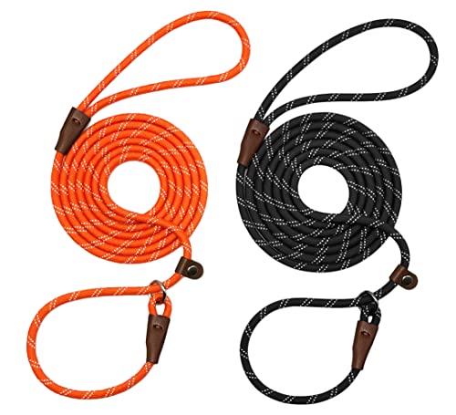 WYuZe 8FT Slip Lead Dog Leash No Pull Adjustable Puppy Training Lead 2 Pack