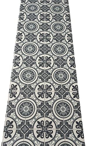 LaVelaHOME Tapis de cuisine en PVC, vendu au mètre, largeur 50 cm, motifs carrelage, faïence