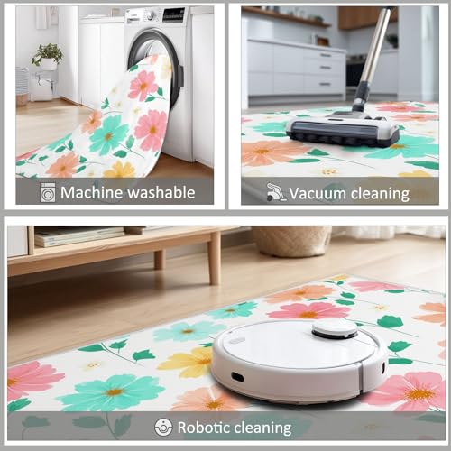 Tapis lavable et antidérapant 180x240cm à fleurs - 8