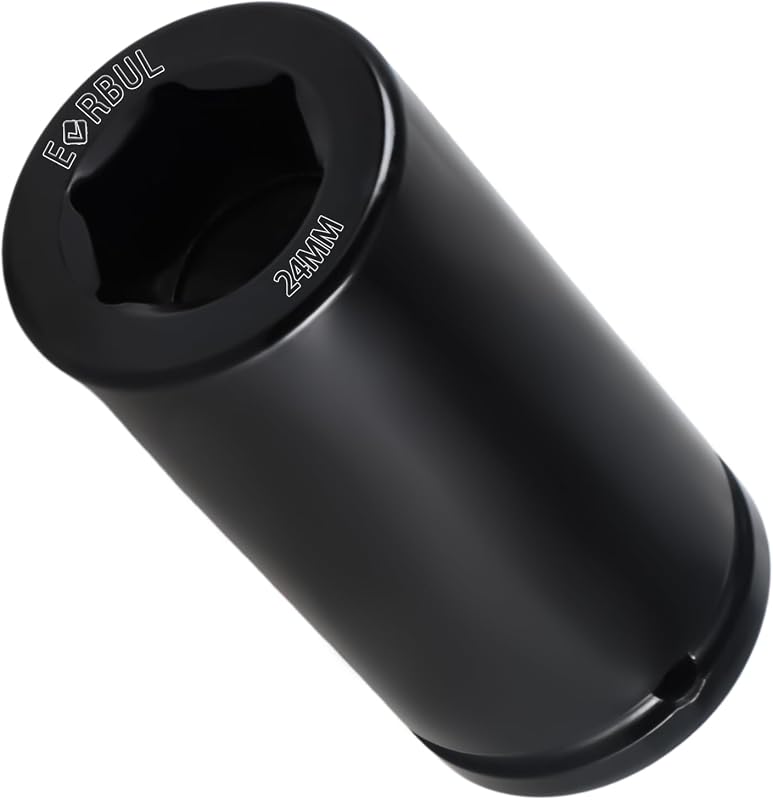 Soquete para Parafuso do Virabrequim EVRBUL 24 mm, Impacto, Encaixe 1/2" e 6 Pontas para Motores GM LS – 1 unidade