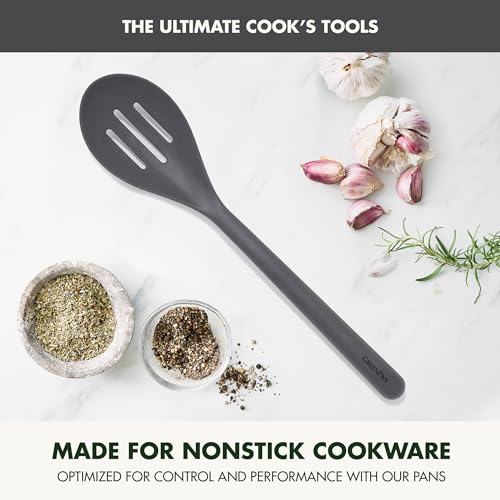 image for GreenPan Silicone Slotted Spoon, Cooking Kitchen Utensil, Mixing Stirr