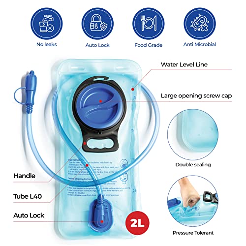 Homeify Hydration Bladder + Camping Water Filter - 2 Liter Water Bladder For Hiking Backpack, Leak Proof Water Bag Reservoir, With Survival Water Filter For Camping Biking Hiking Running Climbing. #TOP2