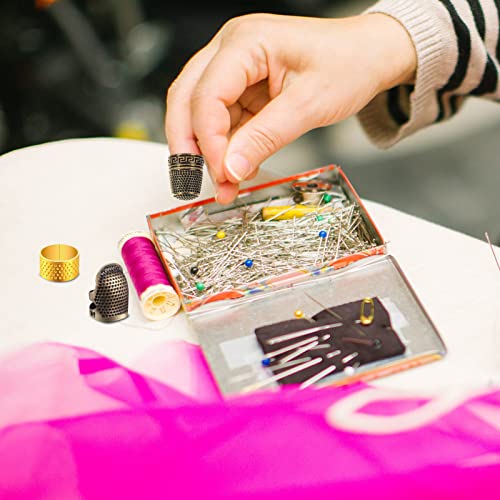 4 Pieces Sewing Thimble, Metal Copper Sewing Thimble Finger Protector Adjustable Finger Shield Ring Fingertip Thimble Sewing Quilting Craft Accessories Diy Sewing Tools #TOP3