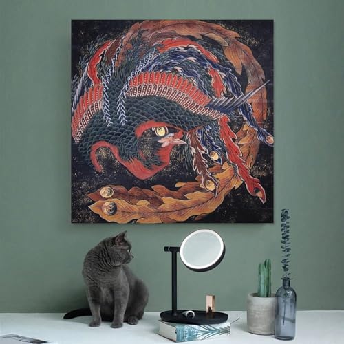 Phoenix by Hokusai Poster Impression sur Toile de Qualité Musée