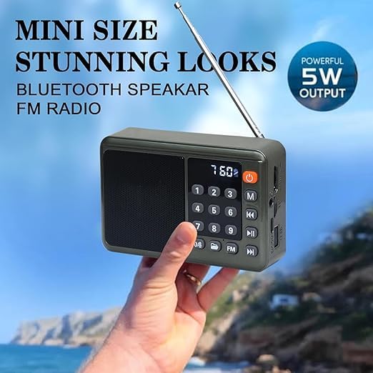 Image of Portable Digital Radio Speaker with LED Display, High-Gain FM Antenna, Numeric Keypad Control FM Antenna | Numeric Keypad | Lightweight (BT-662-GREEN)