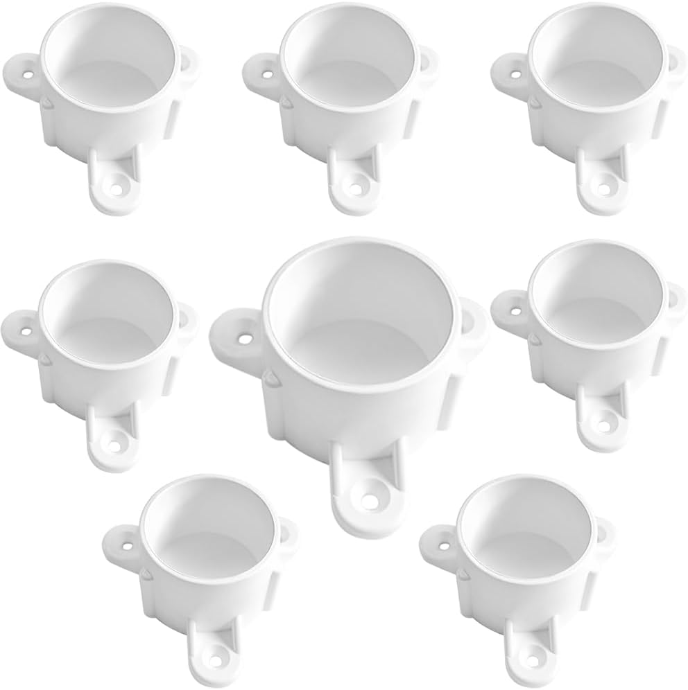 2" PVC Table Leg Cap Fittings, Furniture Grade Rod Holder Projects Flange for Schedule 40 Pipe, Support Feet for Building Furniture Greenhouse Shed Table, No Screws (Pack of 4)