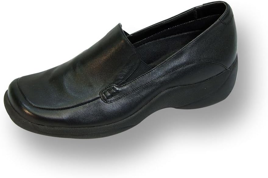 24 Hour Comfort Riley (1010) Women's Adjustable Wide Width Slip-on Loafers Nurse Style Black 9