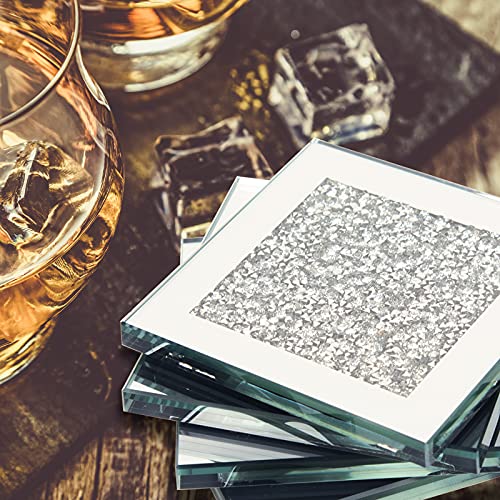Coasters For Drinks Coffee Tea Cup Pads Table Mat For Home,Office,Kitchen,Bar,Bling Crystal Luxury Handmade Diamond (Square) #TOP1
