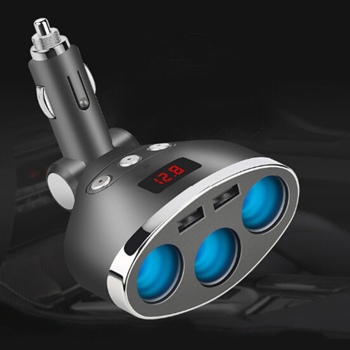 CHILDWEET Adattatore Splitter per Presa Accendisigari Auto da Prese Dc con Doppia Porta USB Alimentatore per Auto con Interruttore Off e Display di Tensione