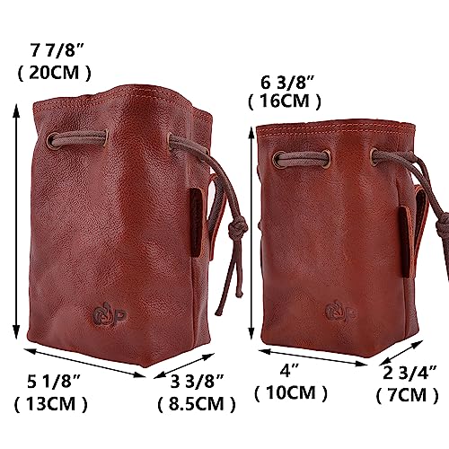 Leather Drawstring Ammo Pouch, Ammunition Magazine Belt Bag Rifle Shotshell Holder Cartridge Storage Bag (4.5" X 4.5" X 6.5In) #TOP2