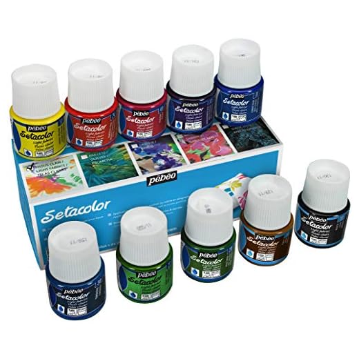 Pebeo Setacolor Light Fabrics Paint Set, Cardboard Box of 10 Assorted 45-Milliliter Jars