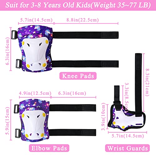 Image of FIODAY Knee Pads for Kids Toddler Knee Pads and Elbow Pads Wrist Guards with Drawstring Bag Adjustable Protective Gear Set for Girls Boys Skating Cycling Skateboard Scooter,3-8 Years,Purple