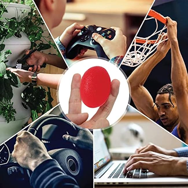 Stress Relief Egg - Grippers - Hand & Wrist Tool - Squeeze Ball for Rehab Therapy - Squishy Balls for Adults - Grip Strengthener Balls