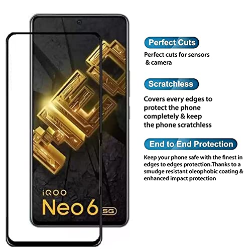 Image of ZARALA Tempered Glass Screen Protector Compatible for (Black) with Edge to Edge Coverage and Easy Installation kit (iQOO Neo 6 5G)