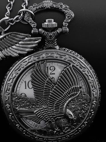 Image of Tiong Pocket Watch Pattern Vintage Quartz Pocket Watches with Chain Christmas Graduation Birthday Gifts Fathers Day