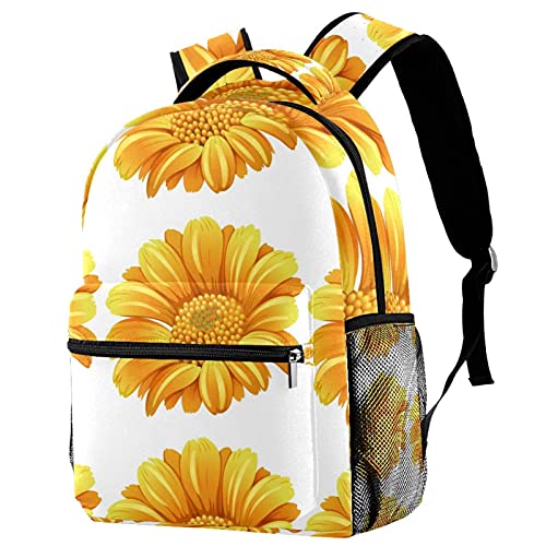 Petit sac à dos jaune pour filles garçons femmes mini sac à dos à poches fleuri