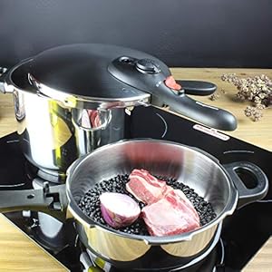   MAGEFESA--DB-Super-Fast-Pressure-Cooker-6-Litres-Easy-to-Use-1810-Stainless-Steel-Suitable-for-All-Hobs-Including-Induction-Thermo-Diffuser-Bottom-5-Safety-Systems-Express