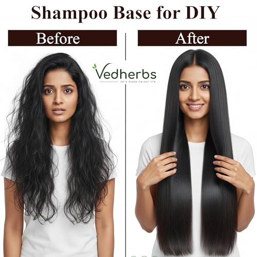 Image of Vedherb Raw Amla Reetha Shikakai Bhringraj Hibiscus Rosemary Leaves 300g with Shampoo Base 200ml | Ayurvedic Blend for Healthy, Shiny & Strong Hair | Herbal Cleanser, Conditioner & Nourishment for Hair & Scalp