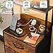 Fixwal 41 Inch Tall Nightstand with Charging Station, Led Night Stand with U-S-B Port & Socket, 3 PU Finished Fabric Storage Drawers, Office, Bedside Table & Bookshelf in One, Rustic Brown