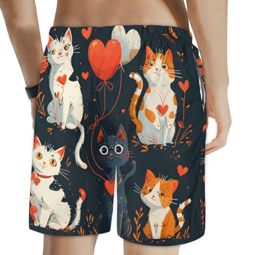 Men's Swim Trunks Size S Cat Balloons with Mesh Lining Soft Breathable Quick Dry Beach Shorts Black2