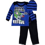 Disney Boys 2-7 Three Piece Buzz Lightyear to The Rescue Pant Set, Blue, 4T
