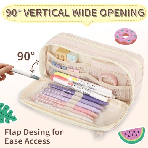 Image of Large Capacity Pencil Case with Compartments for Girls, Pen Bag for School | Multi-Compartment Pencil Case Massive Storage Capacity Durable Zipper Students College Office Stationery Essentials