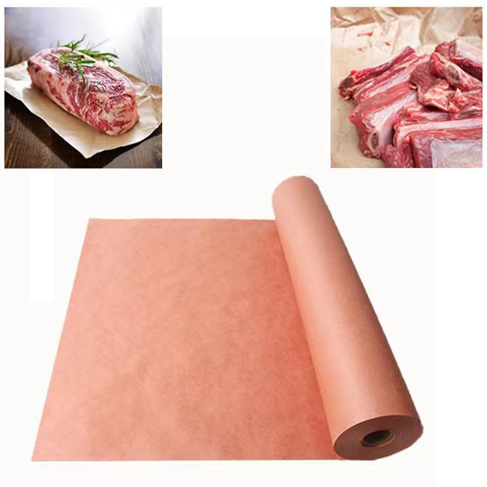 Metzgerpapier Pink, Butcher Paper BBQ Kraftpapier Rolle Food Grade Kraft Paper für Grill, Fischfleisch,perfektes Kochen von saftigem- 30 cm x 10 m Rolle