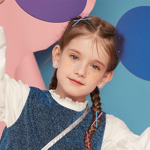 12 Pairs Toddler Earrings,Hypoallergenic Titanium Screw Back Earrings for Girls Women,Surgical Stainless Steel Cute Flower Pearl Star Cubic Zirconia Flat Back Stud Earrings for Sensitive Ears4