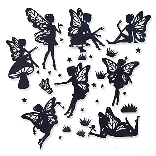 CrafTreat Reusable CTC070 Fairy Laser Cut Chipboard Embellishments for Crafting - Laser Cut Chipboard Fairies (Set of 8) - Size: 5.76X6 Inches - Fairy Silhouette Cutouts - Fairy Cutouts for Crafts