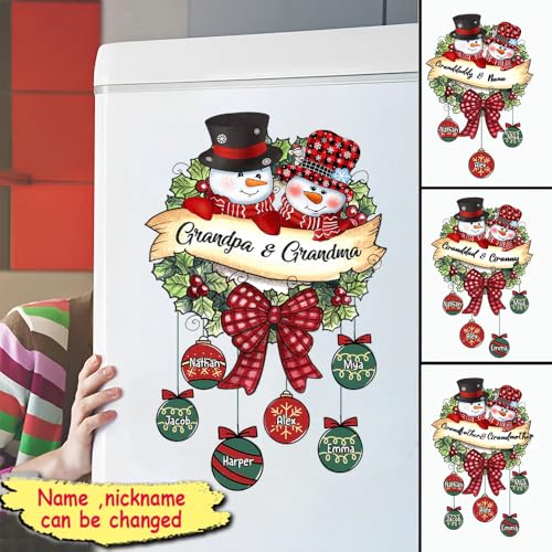 Personalized Snowman Family Decal Stickers – Heartwarming Holiday Decor for Grandparents, Custom Christmas Gifts Featuring Grandkids’ Names - Image 2