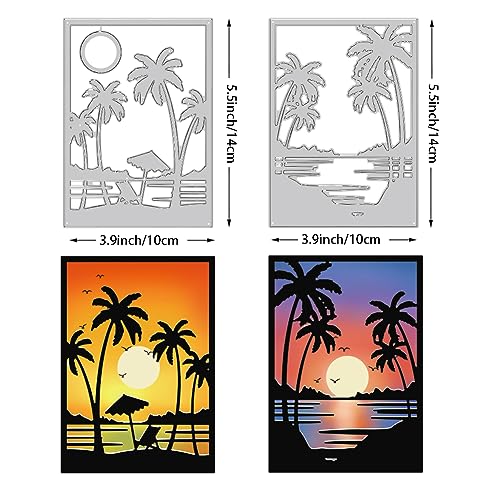 BENECREAT Coconut Tree Frame Metal Cutting Die for Scrapbooking Beach Moon Die Cut Embossing Stencils Template for Paper Card Making Decoration DIY Scrapbooking Album Craft Home Decor - Image 2