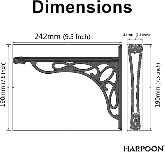 2 PCS 10 Inch Bracket Shelf Brackets Cast Iron Metal Corbels Ancient European Style Antique Brass
