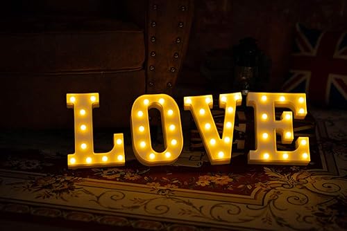 Miniatura 6 de Señal de luces LED con letras del alfabeto, 26 letras A - Z para luz nocturna, boda, fiesta de cumpleaños, funciona con pilas, lámpara de Navidad,