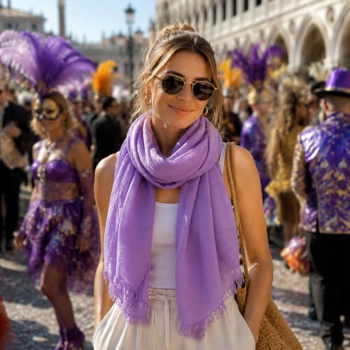 Image of Lightweight Cotton Blend Scarf for Women Men | Large,Breathable,Thin,Soft,Crinkle Scarf,Hijab Head Wrap,NeckScarf,Everyday,Travel Scarf,Summer Dress Scarves Holiday Gift