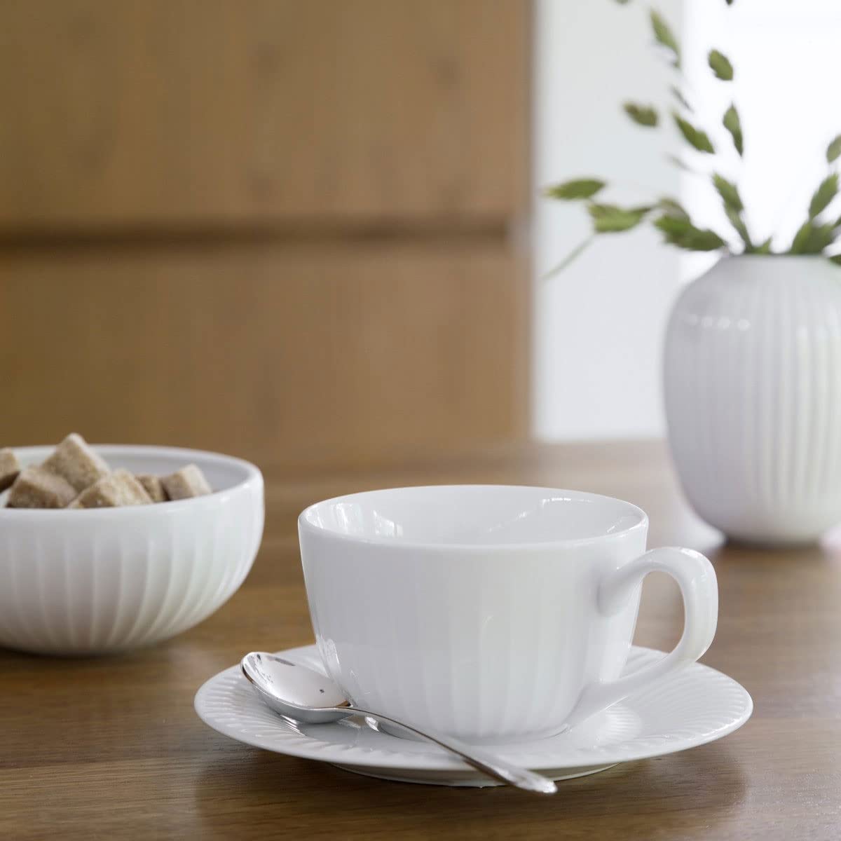 Kähler Kaffeetasse mit Untertasse 25 cl Hammershøi legendär Zeitlos, Weiss