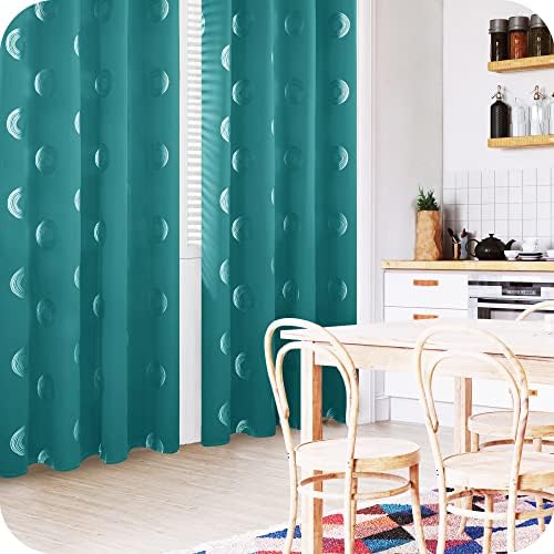 Amazon Brand - Umi Foil Printed Circle Room Darkening Curtains Thermal Insulated Window Eyelet Curtains Bedroom Curtains for Living Room 55 x 90 Inch Peacock Blue 2 Panels