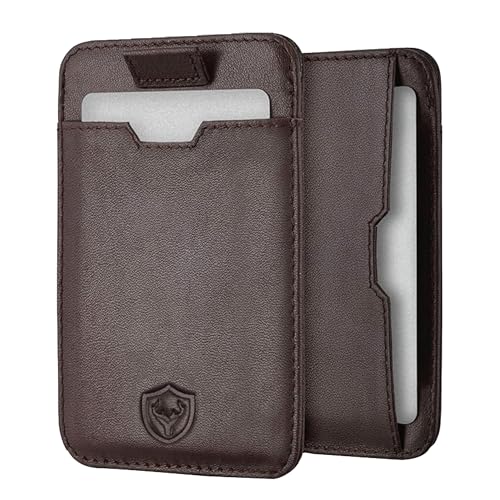 URBAN CREW RFID Blocking Slim Wallet for Men – Genuine Leather Front Pocket Card Holder with Cash Slot | Minimalist & Secure Travel Wallet for Everyday Use (Brown)